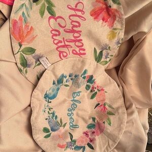 Happy Easter & Blessed Floral Round canvas Placemats by Isaac Mizrahi, set of 2